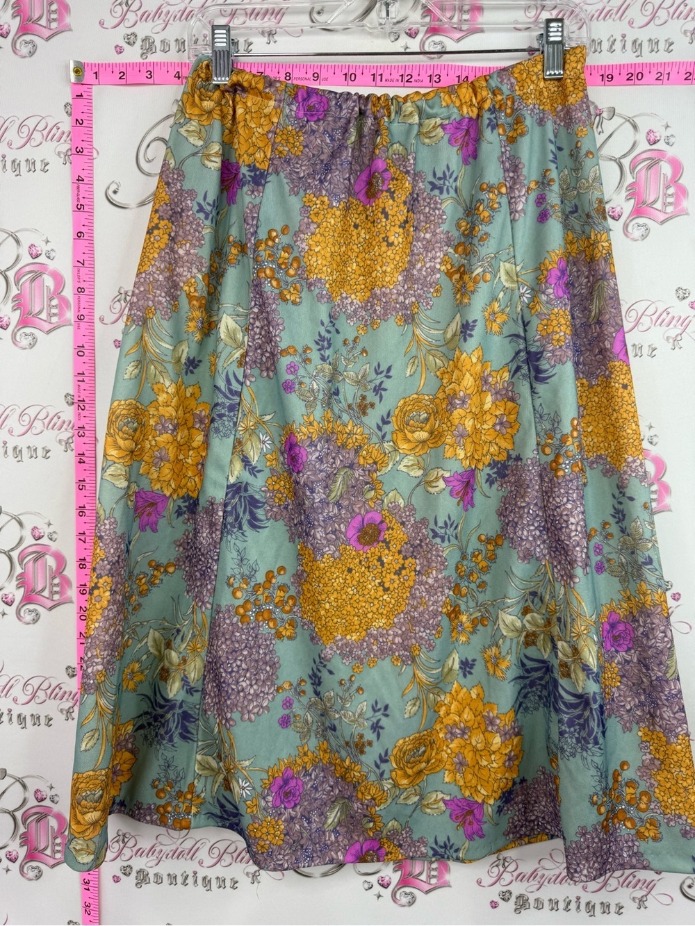 Skirt midi Women’s Floral Midi Skirt with Mustard & Purple Accents